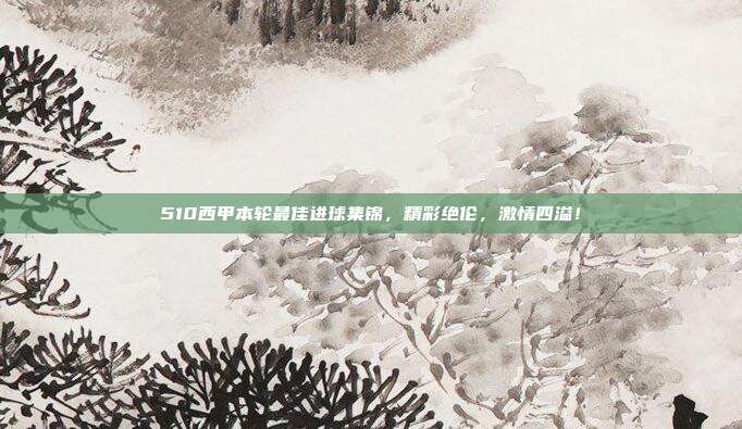 510西甲本轮最佳进球集锦，精彩绝伦，激情四溢！